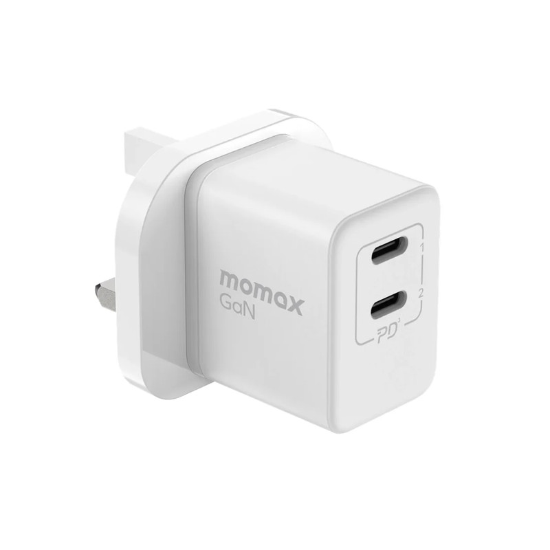 Momax OnePlug 35W 2-Port GaN Mini Charger - White - شاحن